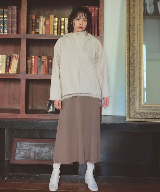 Feroux ジレ付きニット ワンピース ベージュ系