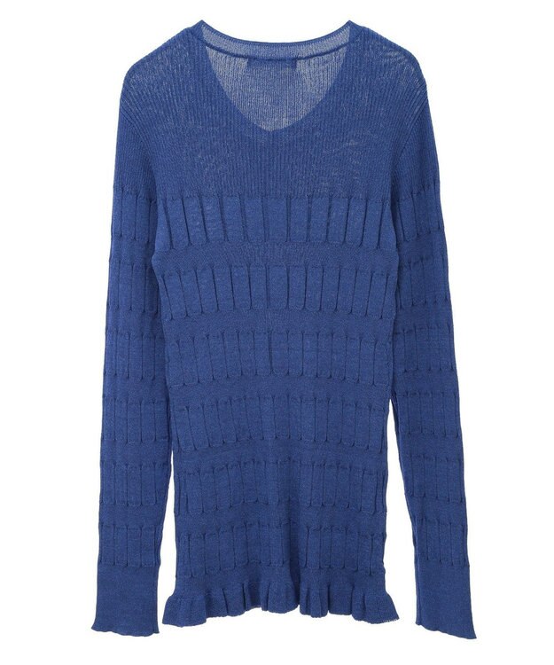 Green Parks プリーツニットカーディガン Blue