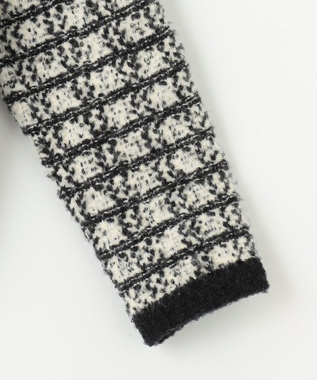 ANY SIS L 【洗える】襟付ツイード ジャケット ブラック系