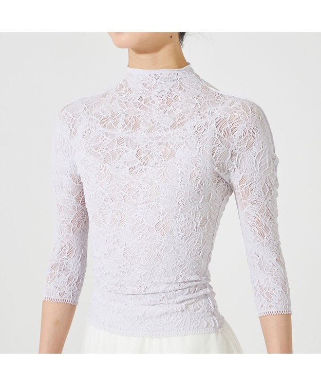 Chacott 【ノーソーイングニット】ローズシアーレースハイネックトップ グレー