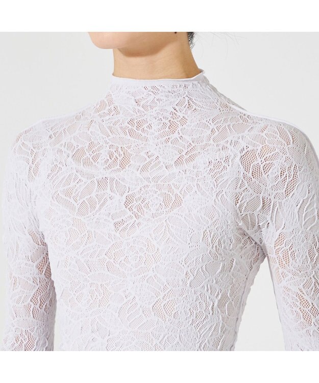 Chacott 【ノーソーイングニット】ローズシアーレースハイネックトップ グレー