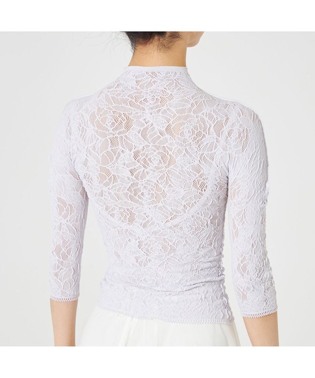 Chacott 【ノーソーイングニット】ローズシアーレースハイネックトップ グレー