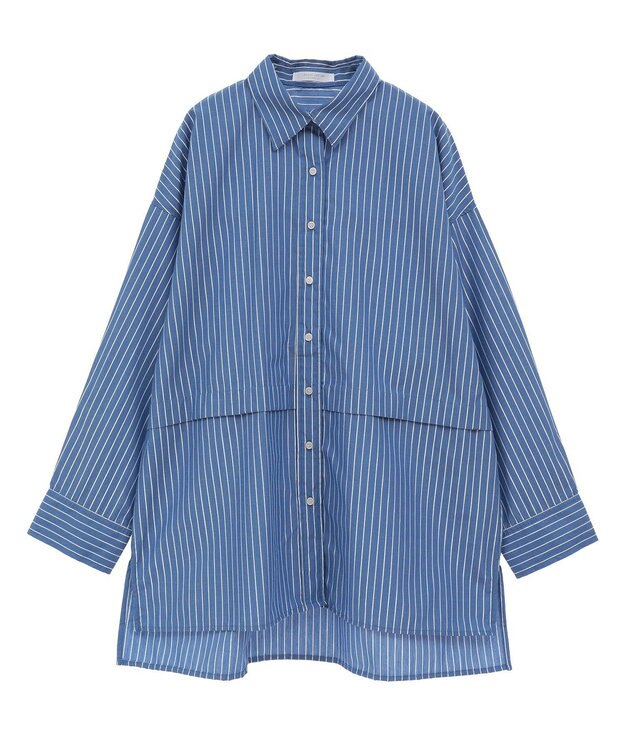 Green Parks ラメストライプタックシャツチュニック Blue