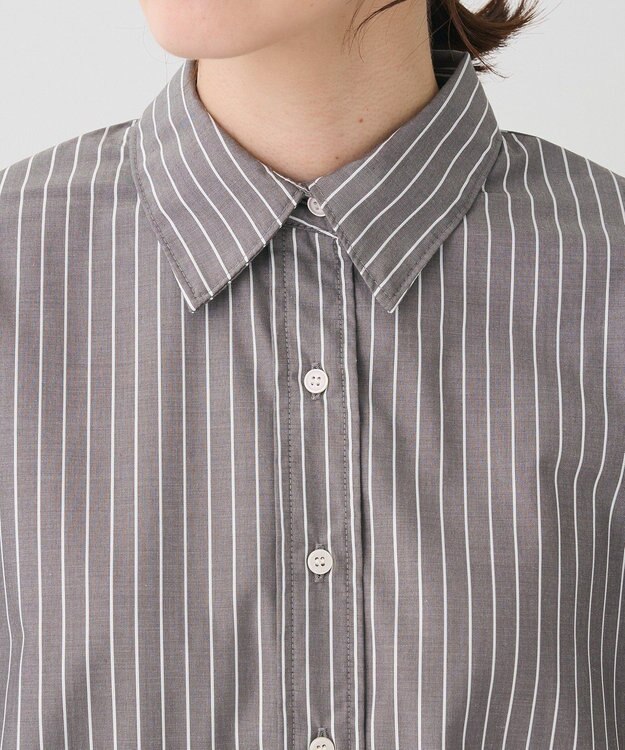 Green Parks ラメストライプタックシャツチュニック Charcoal Gray