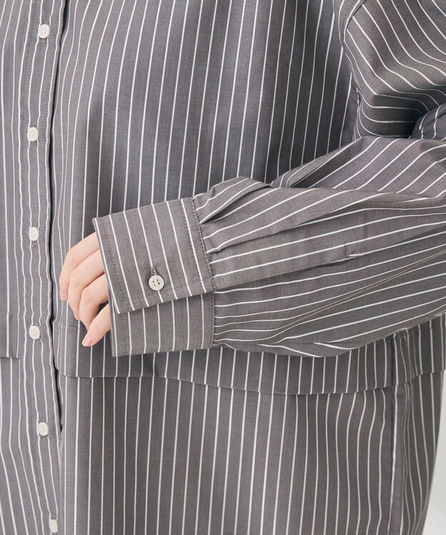 Green Parks ラメストライプタックシャツチュニック Charcoal Gray