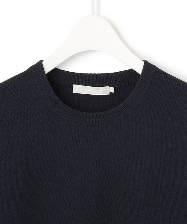 ICB L 【洗える】 シンセティックダブルフェイス ニットプルオーバー ネイビー系