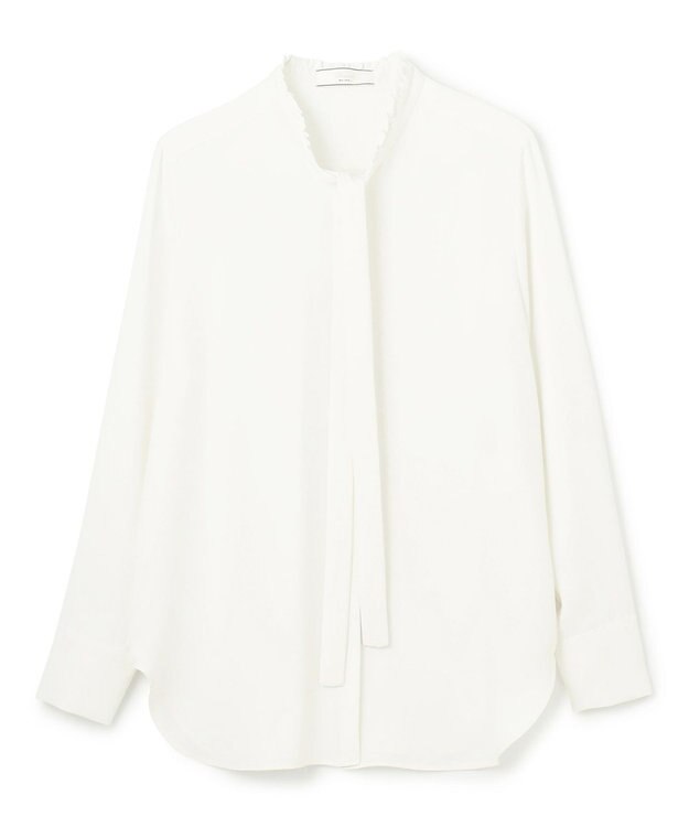 BEIGE， 【洗える・L-size】EVA / ボウタイロングスリーブブラウス White