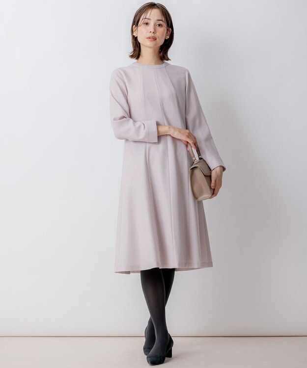 組曲 【WEB限定】ウールジョーゼット フレアワンピース ローズ系