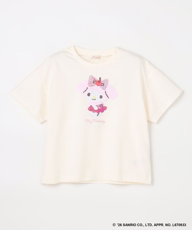 ANY KIDS 【サンリオキャラクターズ×ANY KIDS】ひんやり ミラクルスパンコール Tシャツ マイメロディ×エクリュ