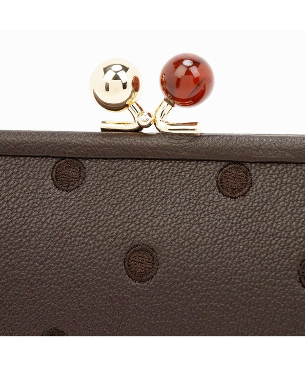 UNBILLION ペルケ perche / アクリル玉がま口長財布 ブラウンドット