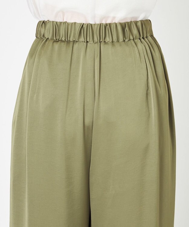 NAVE 【Nave・洗える/ウエストゴム】ヴィンテージサテン ワイドパンツ カーキ系