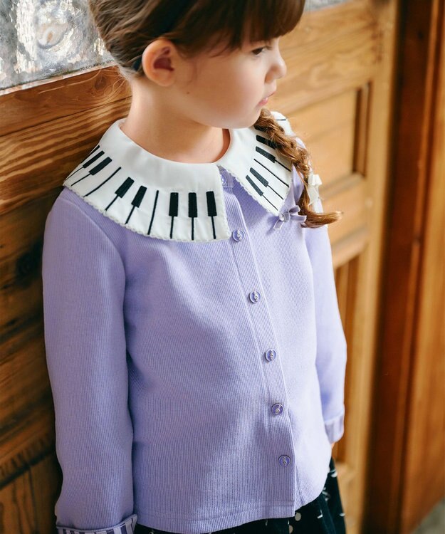 ANY KIDS 音符ボタンカーディガン ブルーラベンダー