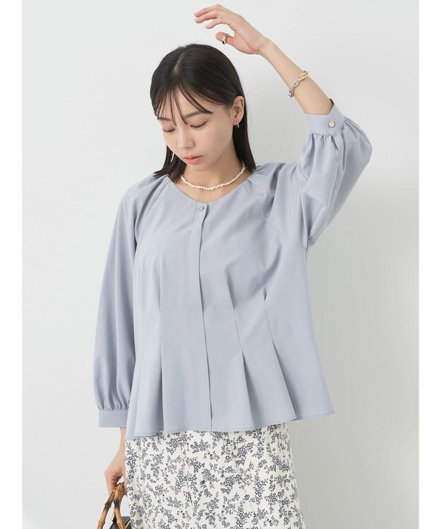 earth music&ecology ペプラムブラウス Grayish Blue