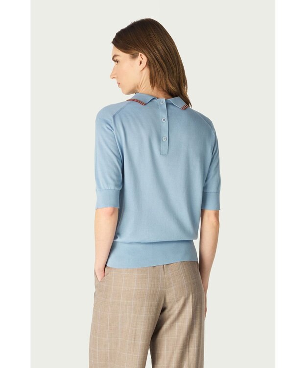 DAKS John Smedley for DAKS ハウスストライプ襟付きトップス シーグラス