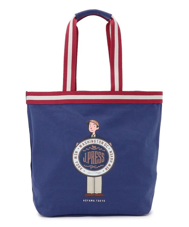 J.PRESS MEN 【AaronChang】【UNISEX】イラスト トートバック ネイビー系