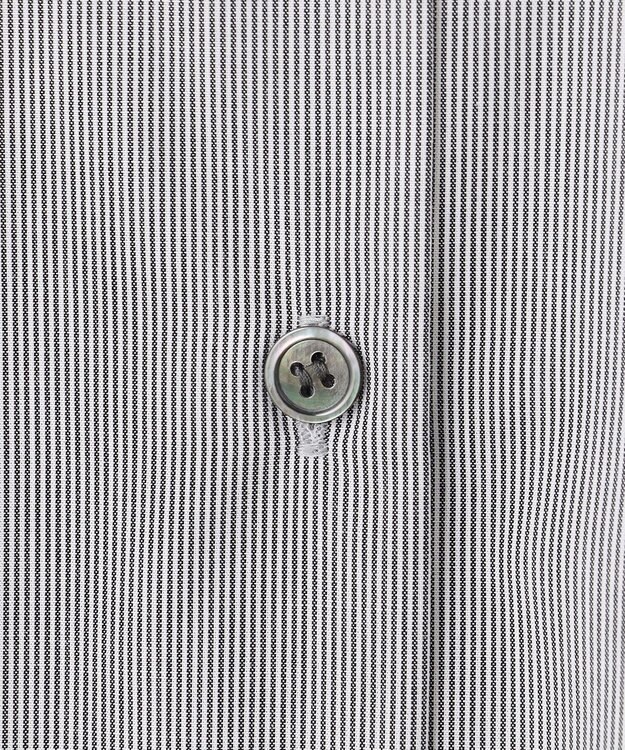 ICB 【洗える】 クリーンブロード バンドカラーシャツ ブラックストライプ系