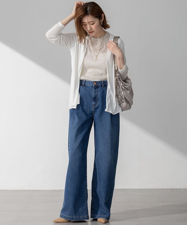 23区 S 【新色追加/UVケア/接触冷感】マルチ機能 シアー ショート カーディガン ホワイト系