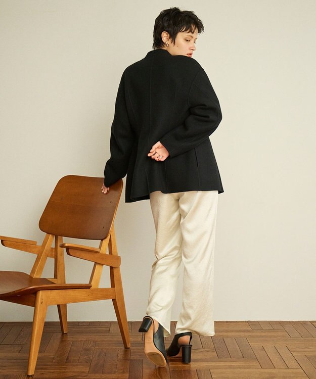 #Newans ウエストシェイプリバーコート ブラック