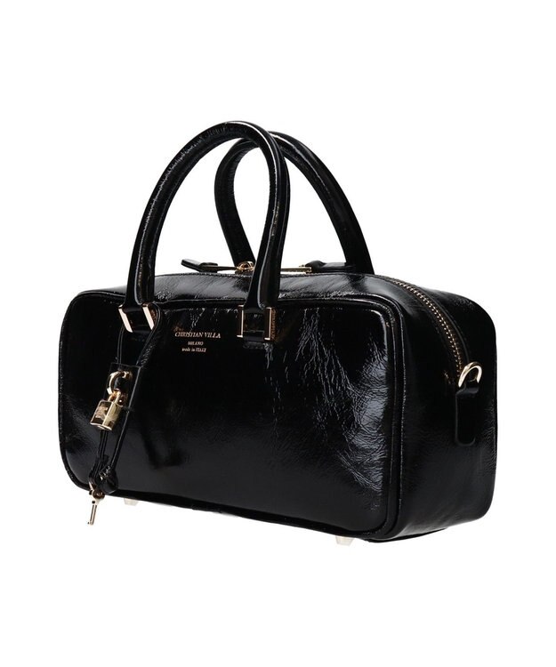 INTER-CHAUSSURES 【CHRISTIAN VILLA】レザーハンドルハンドバッグ ブラック