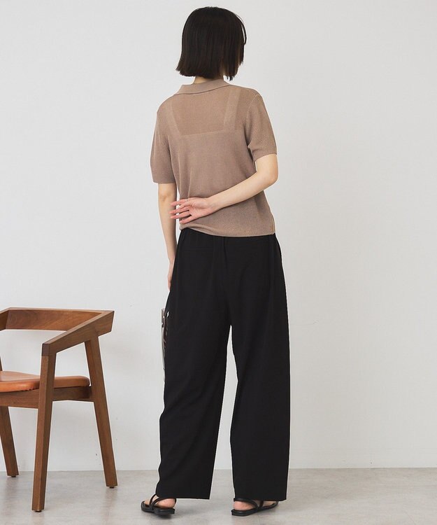 AMERICAN HOLIC 襟付きスキッパー半袖ニットポロ Beige