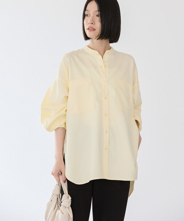 AMERICAN HOLIC イージーケアバンドカラーＷポケットロングシャツ