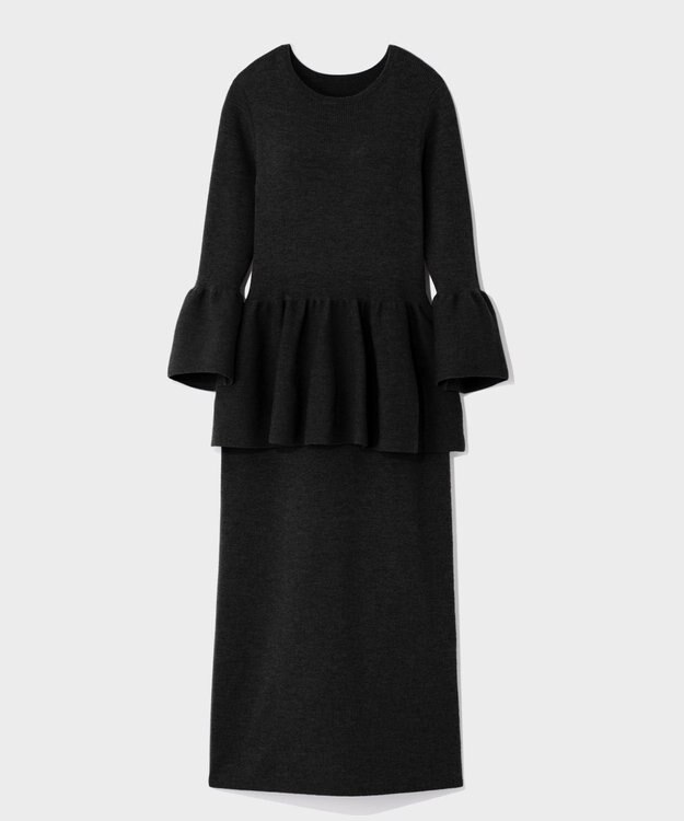 GRACE CONTINENTAL ペプラムニットワンピース ブラック