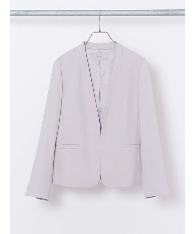 Green Parks ｅｆ－ｄｅ　ストレッチツイルカラーレスジャケット Gray Beige