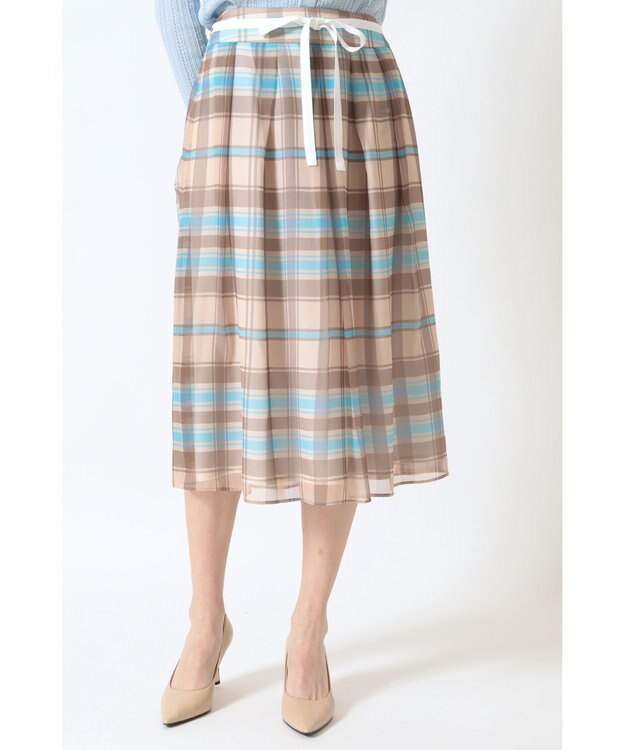 DAKS 50th アニバーサリーチェック シフォン レイヤードスカート 50thSチェック