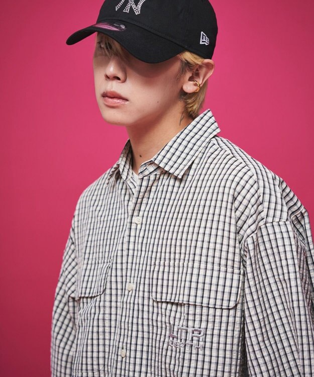 WEGO 【ユニセックス着用ITEM】ミニマムチェックロゴシャツ（SS） ホワイトチェック1