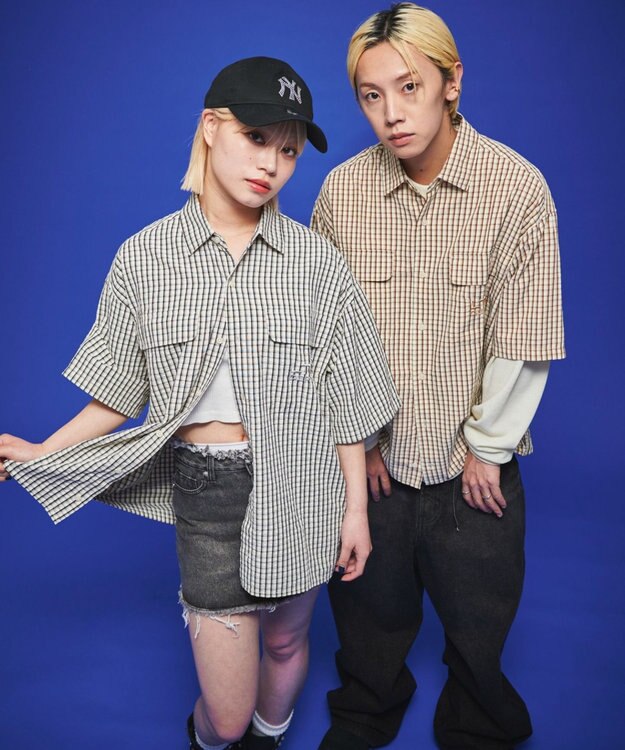 WEGO 【ユニセックス着用ITEM】ミニマムチェックロゴシャツ（SS） ホワイトチェック1