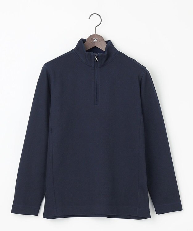 JOSEPH ABBOUD 【キングサイズ・快適な着心地・イージーケア】カノコダブルフェイス ハイネック ZIP プルオーバー ネイビー系