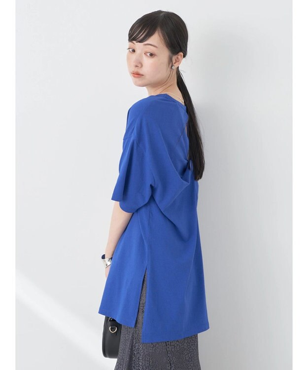 earth music&ecology バックスリットねじりチュニックＴ Royal Blue