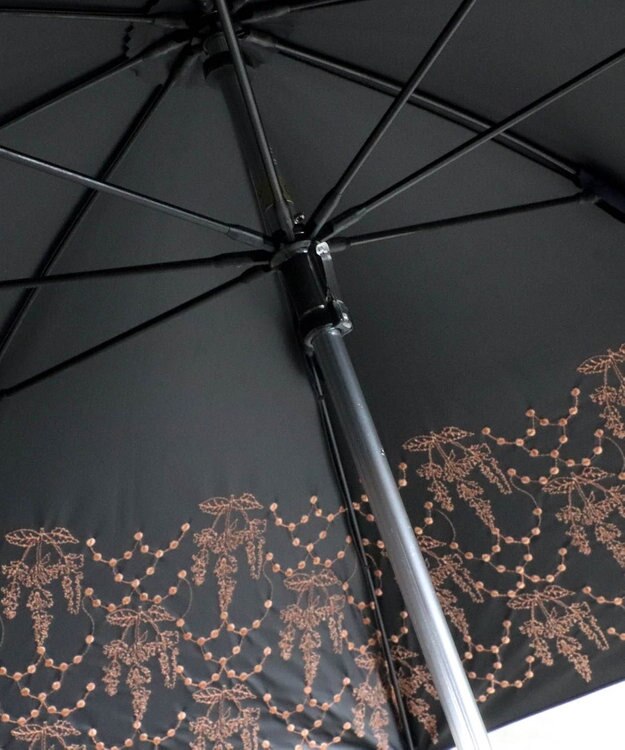 AND WOOL 〈UVカット率99%以上・一級遮光生地・晴雨兼用〉イラカ刺繍の日傘 （長傘タイプ） ネイビー