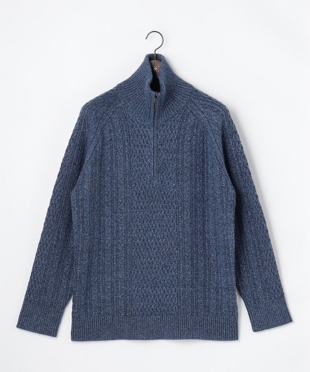 JOSEPH ABBOUD 【キングサイズ・柔らか】ラムコットンハイネックジップ セーター ブルー系