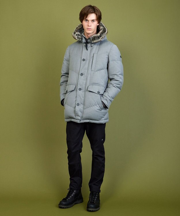 JOSEPH ABBOUD MOUNTAIN 【ECOファー/9ポケット/ホワイトグース/ユニセックス】ウールライクアウトドア ダウンコート ライトグレー系