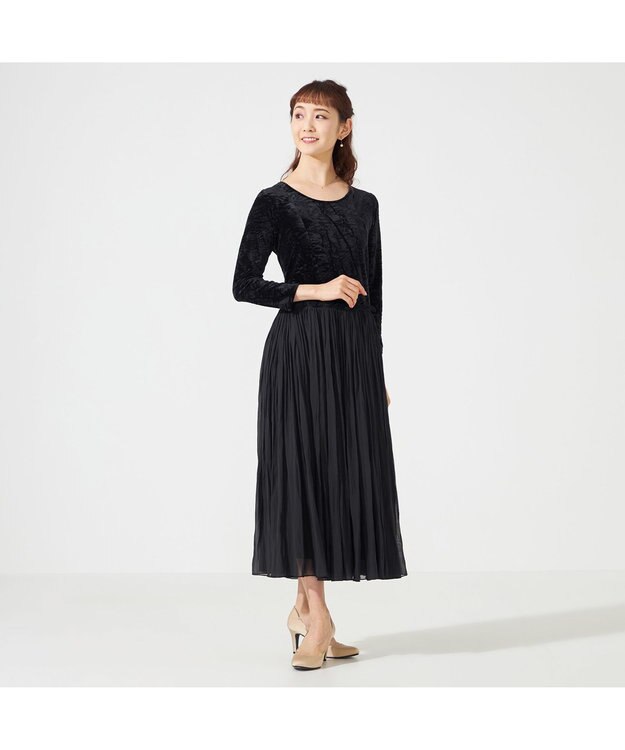 Chacott velour combi dress ブラック（ワッシャーベロア）