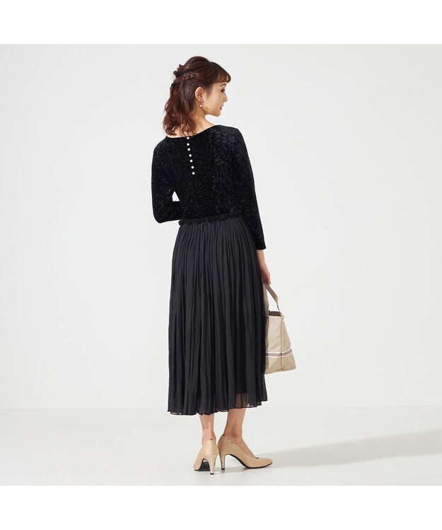 Chacott velour combi dress ブラック（ワッシャーベロア）