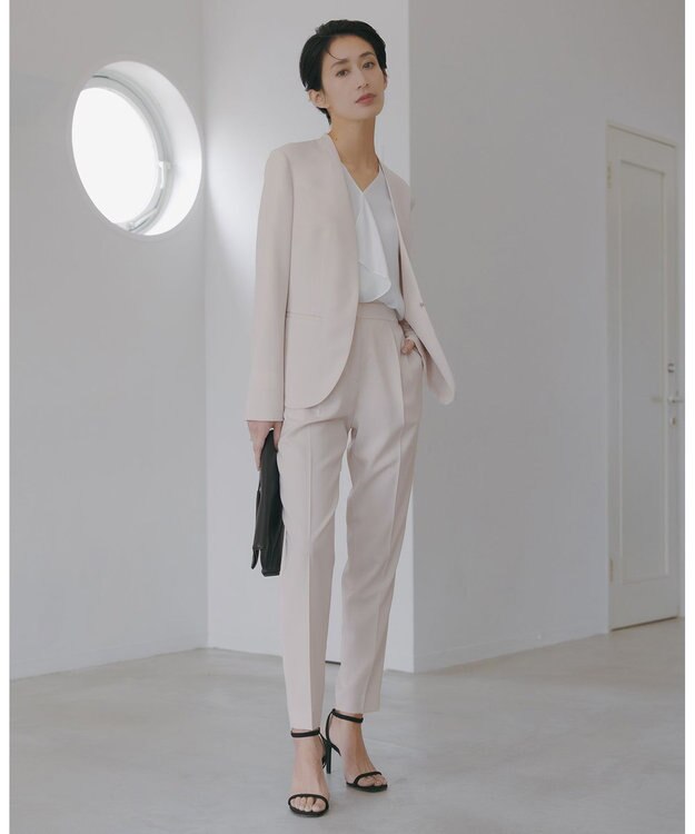 ICB 【洗える】BackSatinAmunzen フリルブラウス オフホワイト系