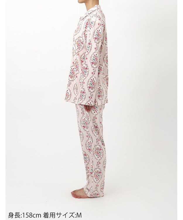 WACOAL ワコール_リラックス＆スリープ パジャマ 長袖 長ズボン 綿100％(本体) スムース素材 上下セット 前開き ミントン NDW417 /ワコール アイボリー