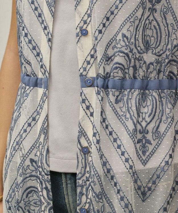GRACE CONTINENTAL 刺繍ジレワンピース ブルー