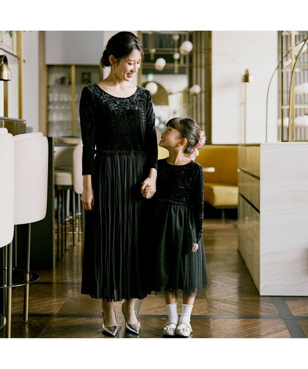 Chacott velour combi dress ブラック（ワッシャーベロア）