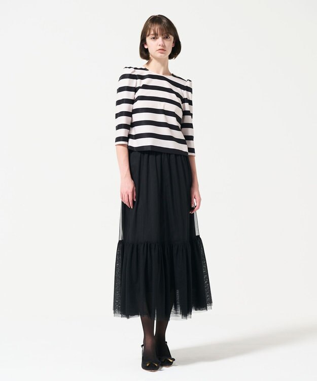 GRACE CONTINENTAL ボーダープリントトップ キナリ