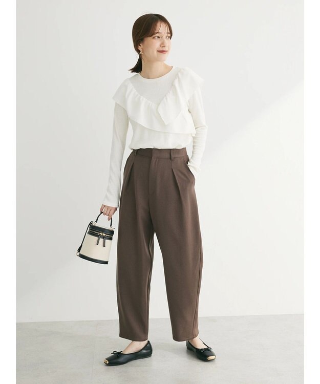 Green Parks ・ＳＵＧＡＲ　ＳＰＯＯＮ　アシンメトリーフリルロンＴＥＥ Off White