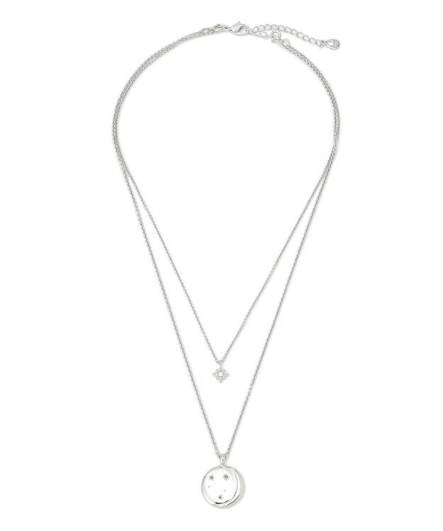 23区 クリスタル付き 2WAY コイン ネックレス シルバー系