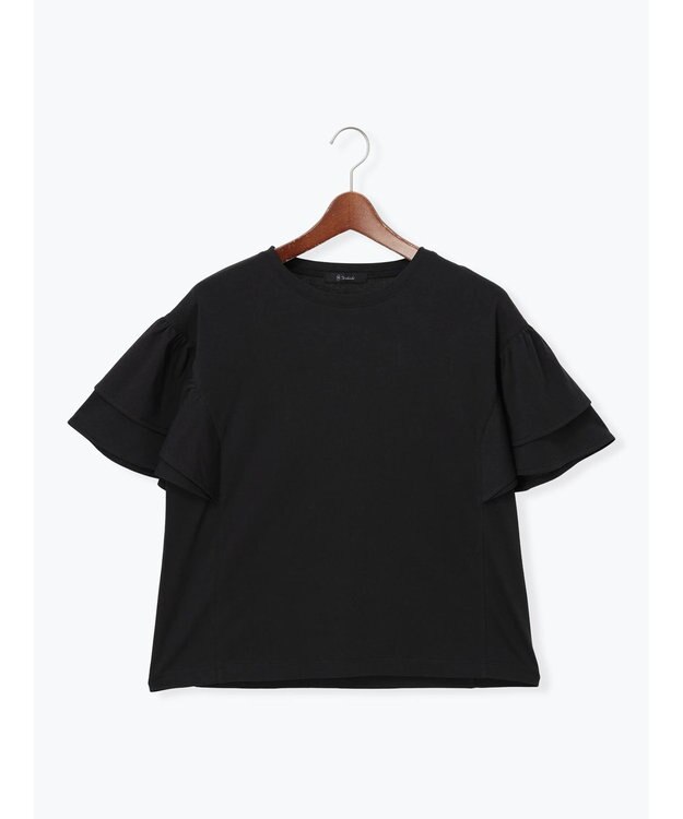 Te chichi 【接触冷感/遮熱/吸水速乾】フリルスリーブビッグTシャツ ブラック