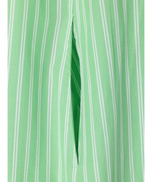 earth music&ecology ポプリンフレアワンピース Stripe Green