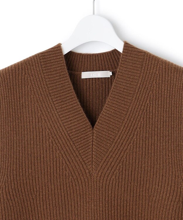 ICB 【洗える】ソフトカシミヤミックス ニットベスト コーヒー系