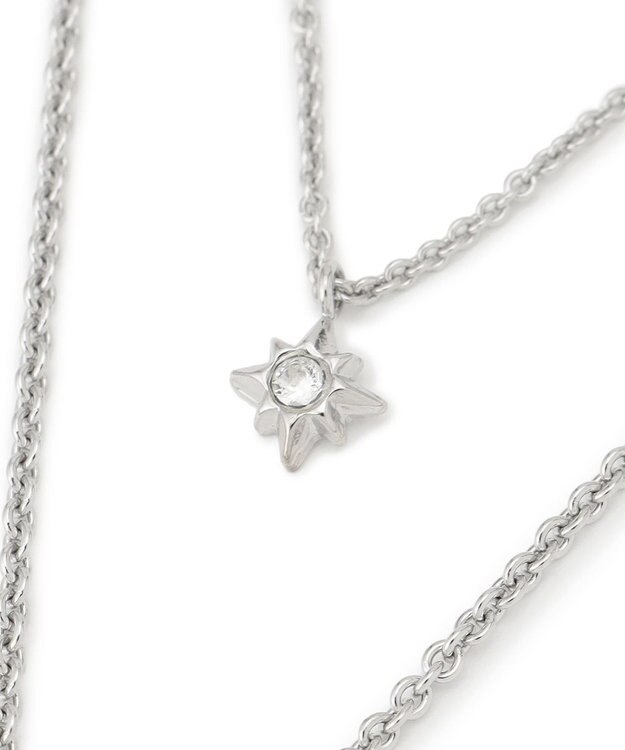 23区 クリスタル付き 2WAY コイン ネックレス シルバー系