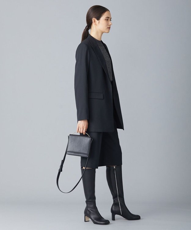 ICB L 【洗える】 ウールマットウース ベルト付きジャケット ブラック系