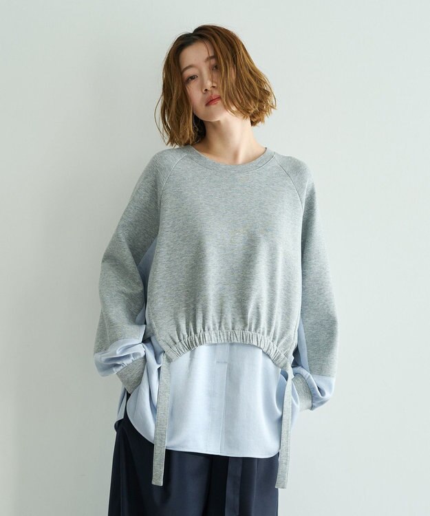 YECCA VECCA シャツレイヤードデザインプルオーバー Gray Mixture